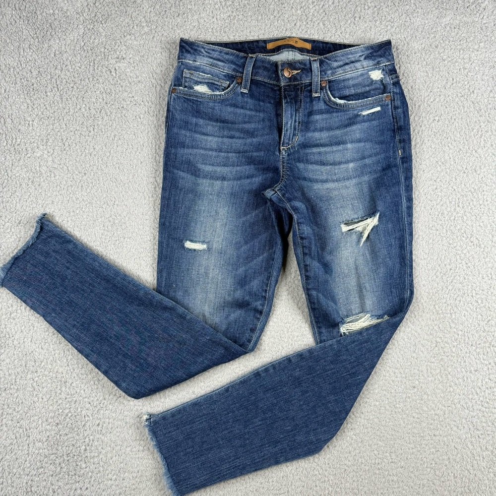 Joe’s Jeans Womens 26 Dark Wash Denim The Blondie Mid-Rise Skinny Ankle Frayed